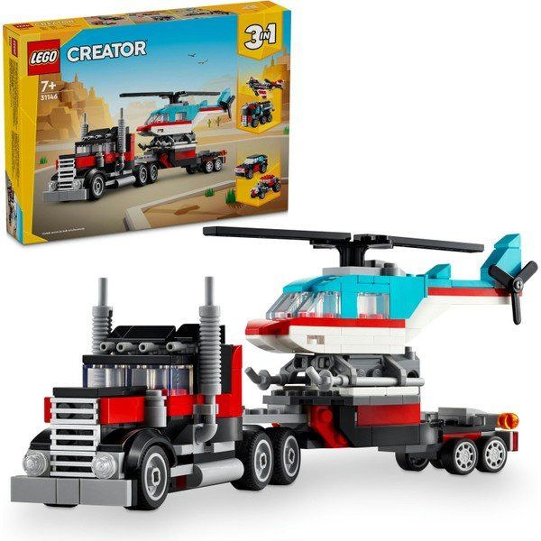 Lego Creator 31146 Helikopterli Açık Kasa Kamyon