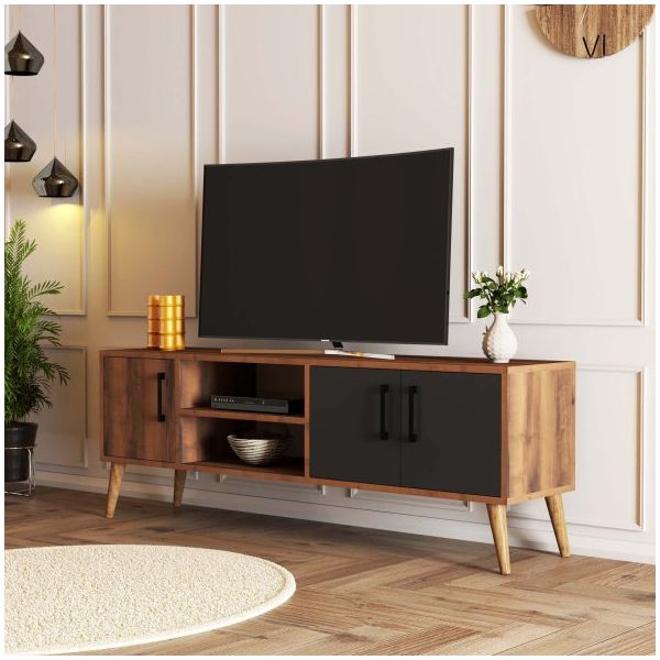 Mezza 1580 Exxen Hat-Antrasit 150 cm Ahşap Ayaklı Tv Ünitesi