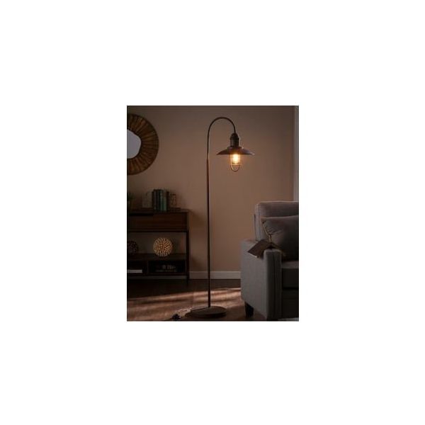 Mylights Retro Rustik Mat Siyah Rustik Ayaklı Köşe Lambası Lambader