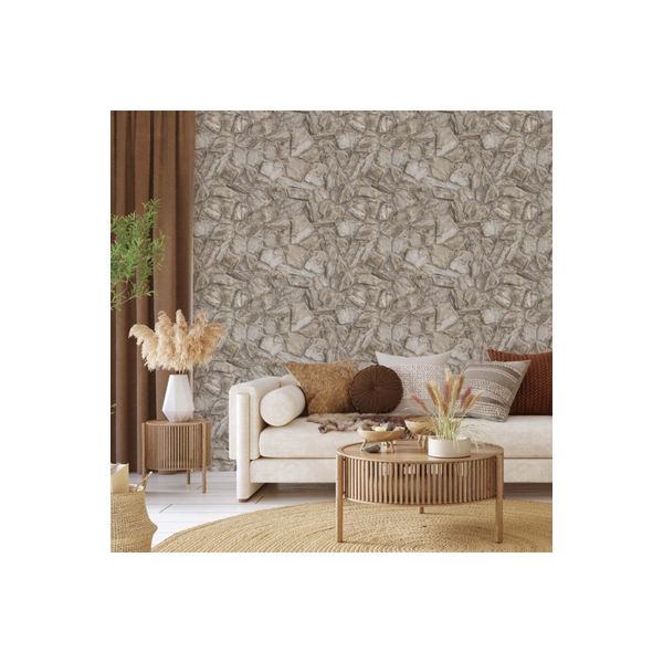 Adawall 23114-1 Roka Serisi Açık Krem Modern Taş Desen Duvar Kağıdı