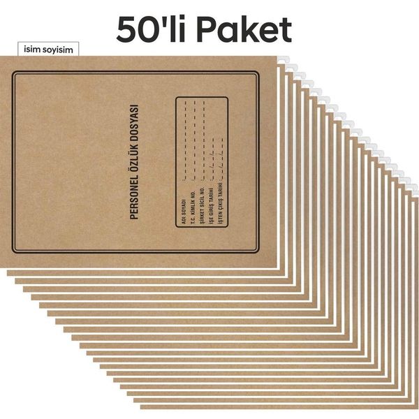Tunakart 4 Yapraklı 50'li Paket Metal Askılı Personel Özlük Dosyası