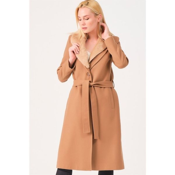Dewberry Z6671 Açık Camel Kadın Palto