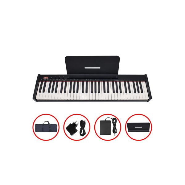 Jwin JTK-6103B Şarjlı Tuş Hassasiyetli 61 Tuşlu Org + Çanta + Pedal ve Adaptör