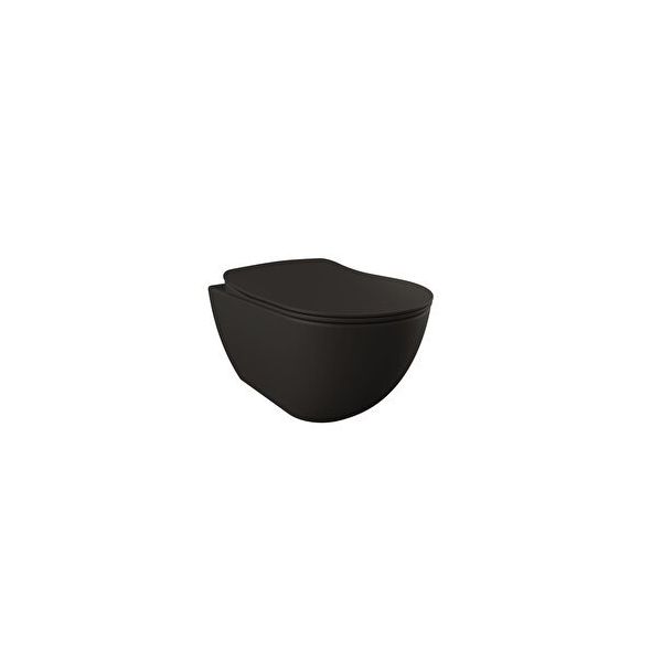 Creavit FE322-00SM00E-0000+SET Free Rim Off Kanalsız Mat Siyah Asma Klozet