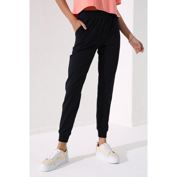 Tommy Life 94561 Lacivert Yüksek Bel Jogger Rahat Form Manşetli Kadın Eşofman Altı