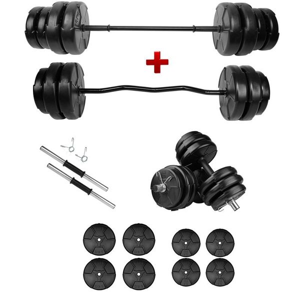 E-Life 38 kg Z Bar Dambıl Seti ve Halter Seti Ağırlık Fitness Seti