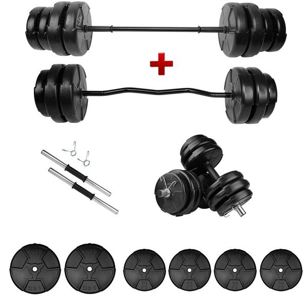 E-Life 28 kg Z Bar Dambıl Seti ve Halter Seti Ağırlık Fitness Seti