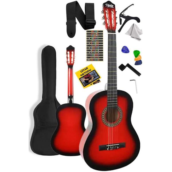Midex CG-270RD Kırmızı Renk 4 4 Yetişkin Boy Sap Ayarlı Full Klasik Gitar