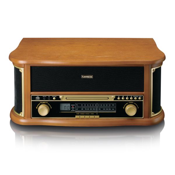 Lenco Classic TCD-2551 Retro Phono Bluetooth USB Radyo CD Kaset Ahşap Plak Çalar Pikap