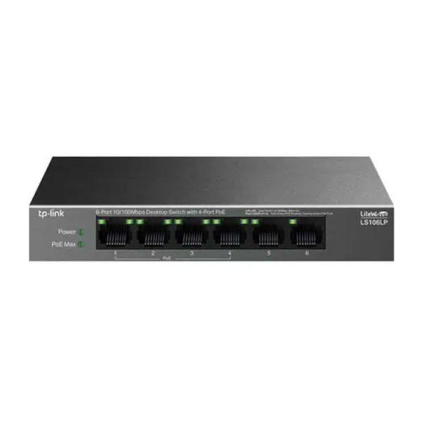 TP-Link LS106LP Green Tech 6 Port Megabit 4 Port PoE Metal Kasa 41W Yönetilemez Masaüstü Switch
