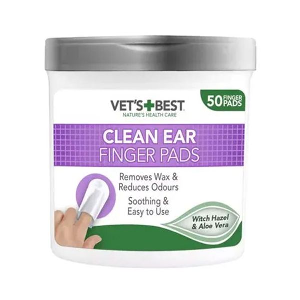 Vet's Best 50'li Kedi ve Köpekler İçin Fındık ve Aloe Vea Özlü Kulak Temizleme Pedi