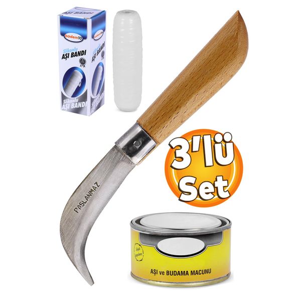 Badem10 Aşı Bıçağı+Aşı Macunu+Aşı Bandı 3'lü Aşı Bıçağı Seti