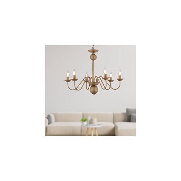 Apliqa 3922-06-FR Behir 6'lı Eskitme Boyalı Şapkalı Modern Avize