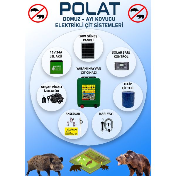 Polat Eko 1000 mt 10-15 Dönüm Güneş Panelli Elektrikli Çit