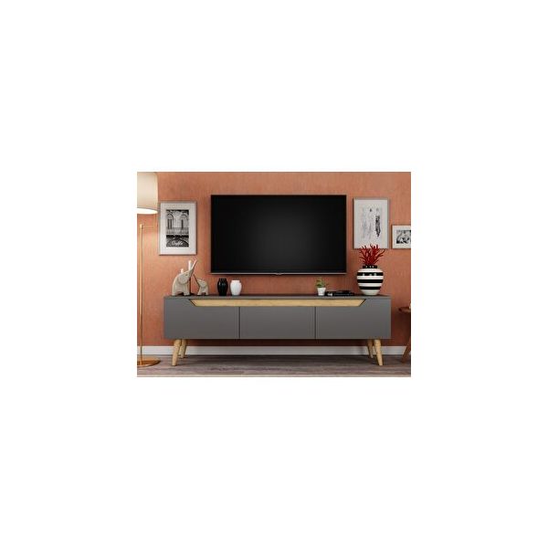 Ankara Mobilya Mana Ahşap Ayaklı 160 cm Antrasit Tv Ünitesi