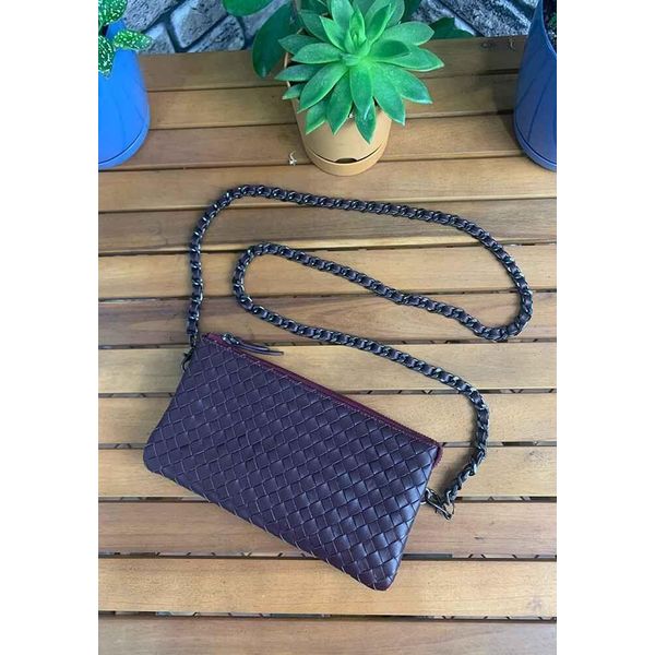 Guard P2271 El Örgüsü Küçük Boy Bordo Hakiki Deri Kadın Çantası