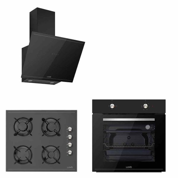 Silverline Luno 3481 - CS5335B01 - BO6501B01 Siyah 3'lü Ankastre Set