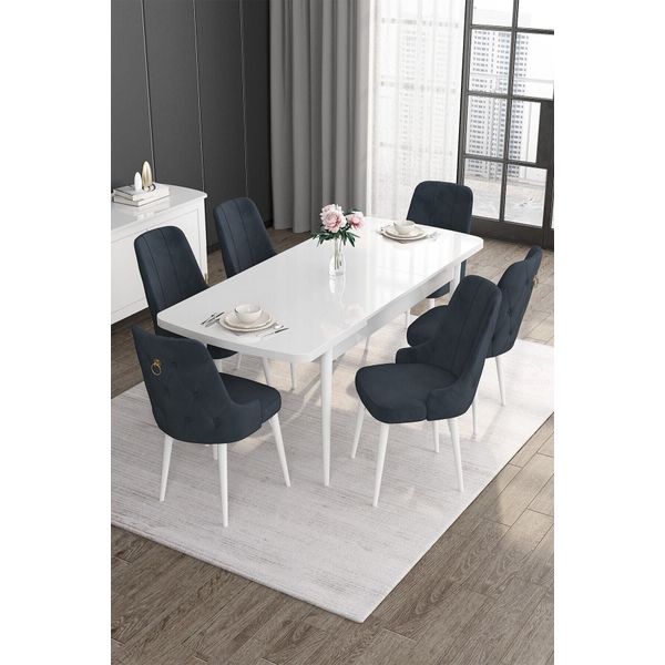 Canisa Concept Noa Serisi 80x132 cm Açılabilir Mdf Beyaz Mutfak Masası