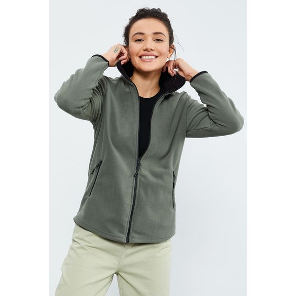 TOMMY LIFE Çağla Dik Yaka Fermuarlı Rahat Form Kadın Polar Sweatshirt - 97173
