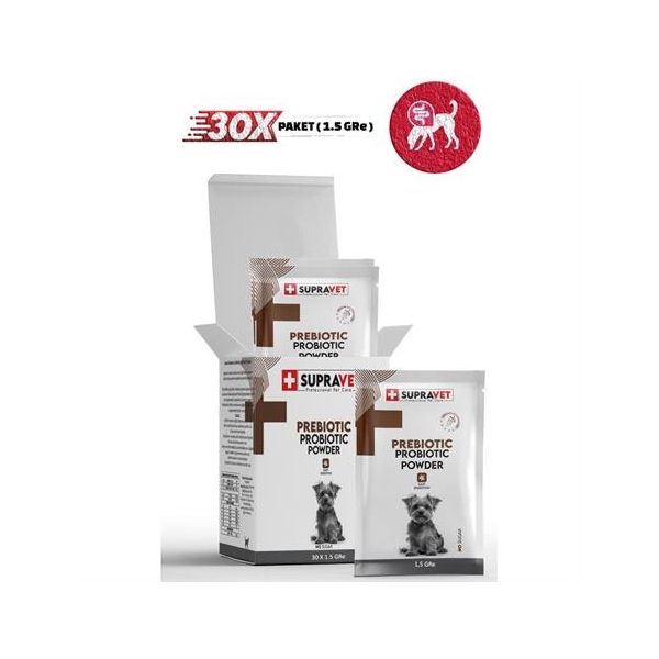 Supravet Toz Probiyotik + Prebiyotik 30 Adet x 1.5 gr Köpek Bağışıklık Sistemi Güçlendirici