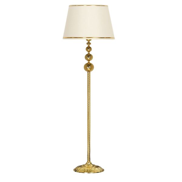 Vinner VNRVGAGKLMB066 Vega Gold Üçlü Küre Tek Ayaklı Metal Gold Şeritli Beyaz Lambader