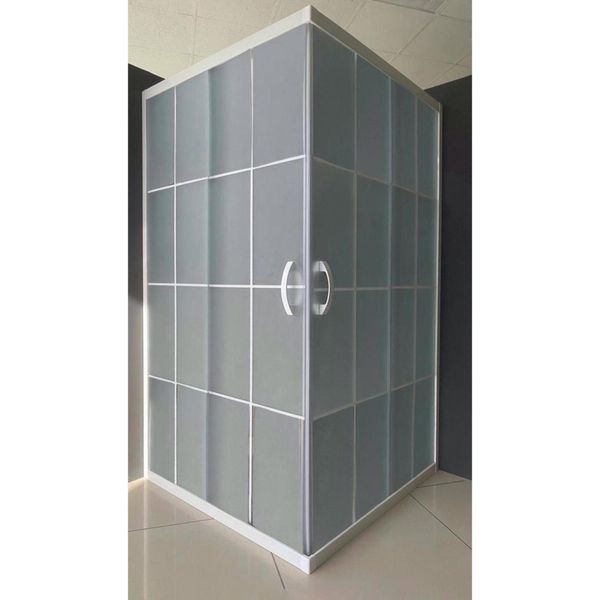Durul 75x120 cm Kare 5 mm Buzlu Beyaz Çizgi Yükseklik 190 cm Duşakabin