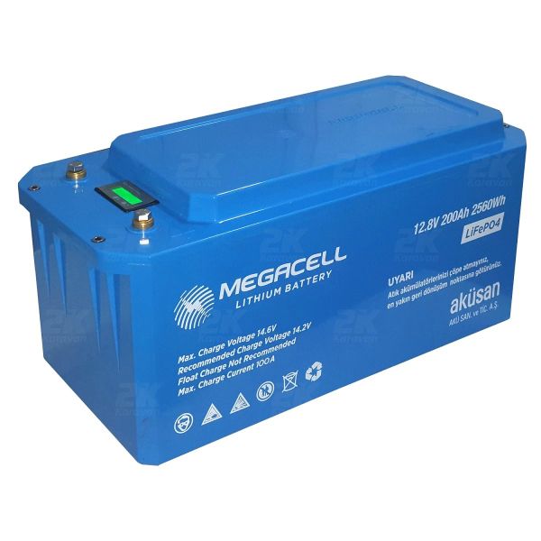 Megacell Lifepo4 12.8V 200 AH Lityum Akü