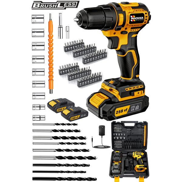 Wacker Pro Germany 028 Yellow Akilli Sistem Komursuz Motor 258 VF 86 Parça Çift Akülü Vidalama Matkap