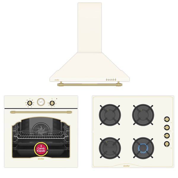 Simfer 8218 - 3326 - 8716 Retro Bej 3'lü Ankastre Set