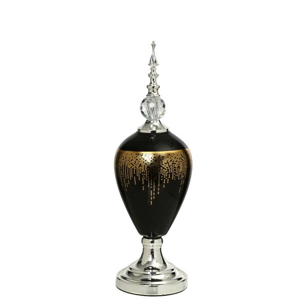 Vitale 54 cm AK.JE0010 Amber Silver Kapaklı Vazo