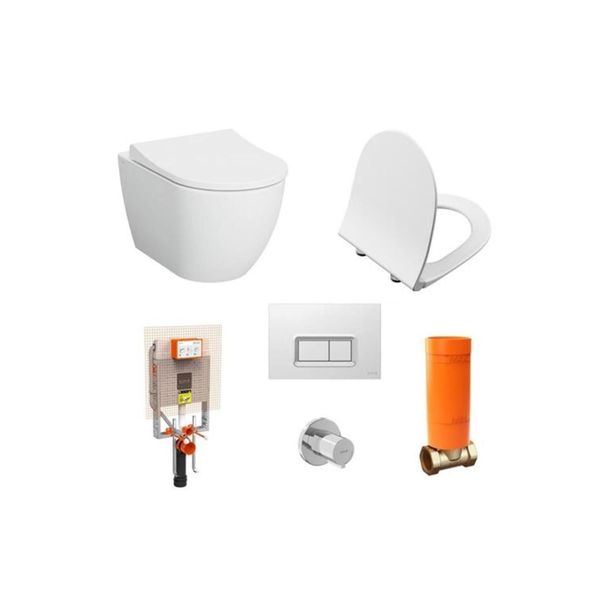 VitrA S60 Kanalsız Asma Klozet + Slim Duroplast Kapak + Gömme Rezervuar Set