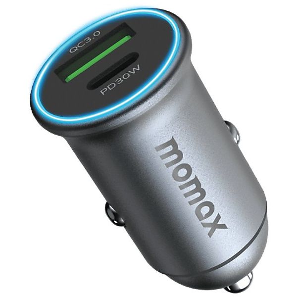 Momax UC18E Move 30W Dual Port Araç İçi Gri Şarj Cihazı