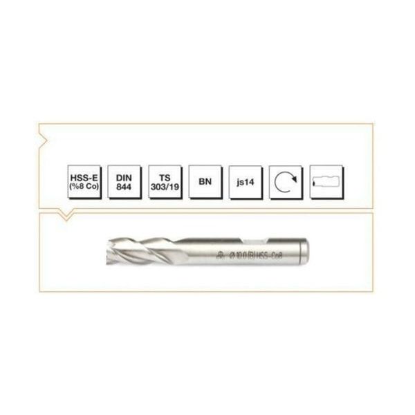 MTE HSSE DIN 844/BN 10 mm Kısa Parmak Freze