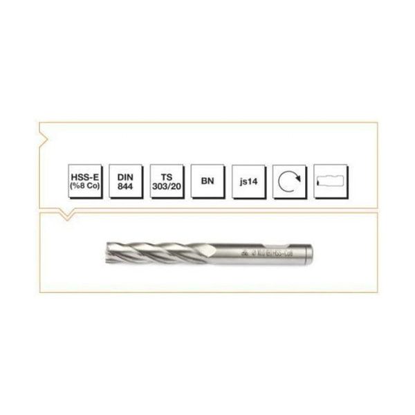 MTE HSSE DIN 844/BN 20 mm Uzun Parmak Freze