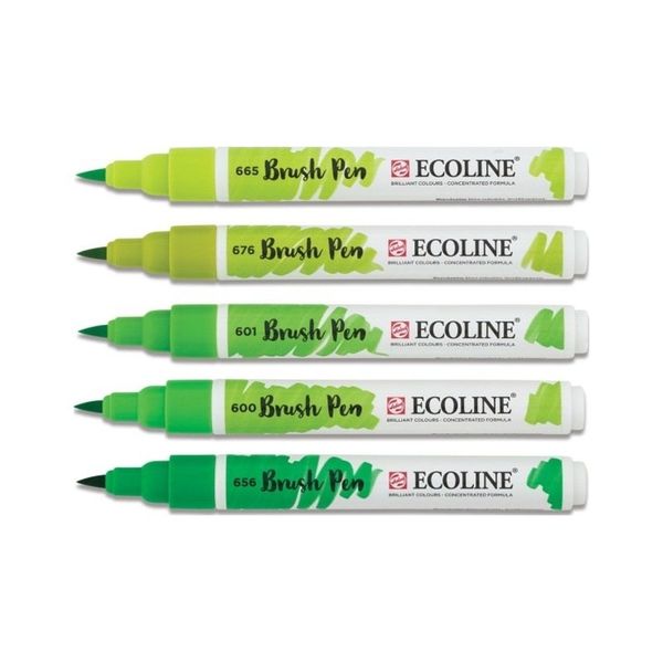 Talens Ecoline Brush Pen 5 Renk Green Fırça Uçlu Çizim Kalemi Seti