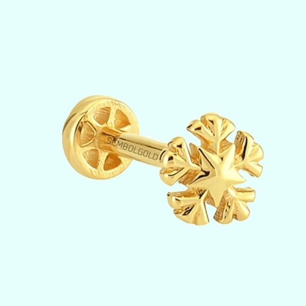 Sembol Gold 14 Ayar Altın Kartanesi Tragus Piercing