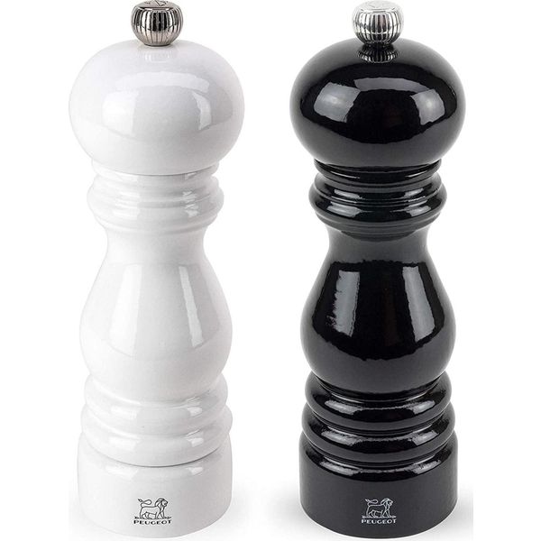 Peugeot Paris Siyah Beyaz 18 cm Karabiber Tuz Değirmen Seti