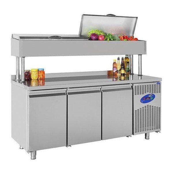 CSA Karacasan 474 lt Üç Kapılı 700'lük 430 Çelik Yükseltilmiş Makeup Buzdolabı