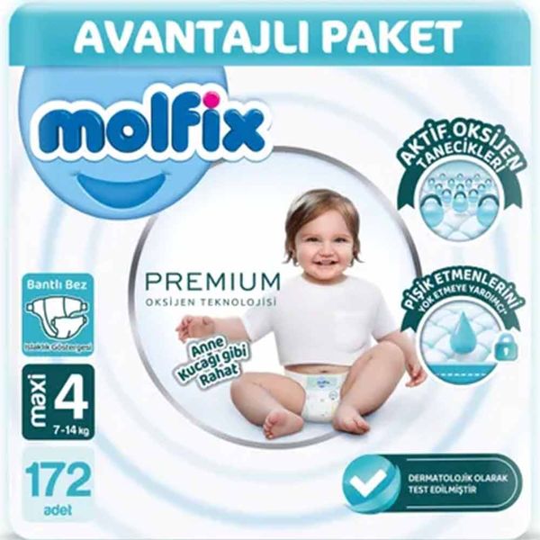 Molfix Premium No:4 Maxi 172 Adet Bebek Bezi