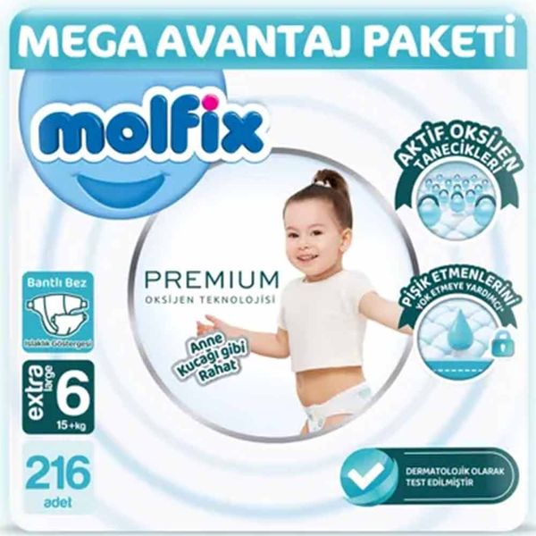 Molfix Premium No:6 XLarge 216 Adet Bebek Bezi