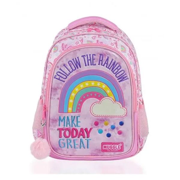 Muggle MU6696 Pembe Soft Rainbow Okul Çantası