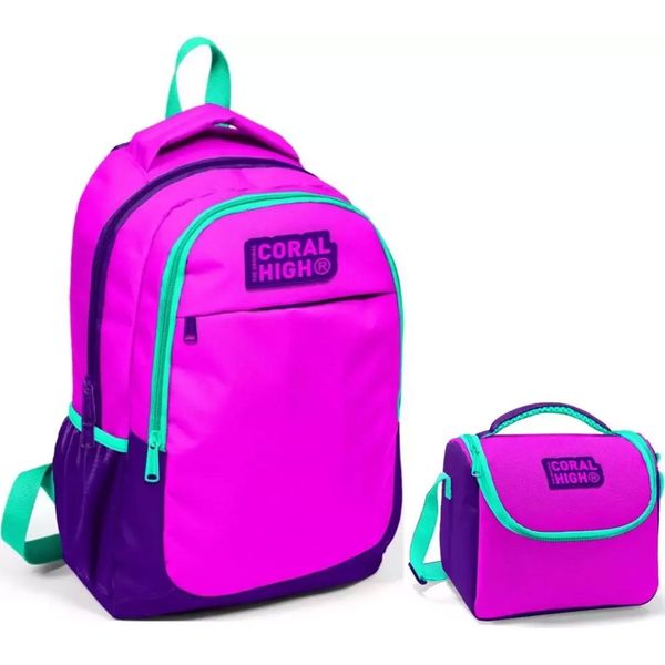 Coral High Pembe Mor Çanta ve Beslenme Set