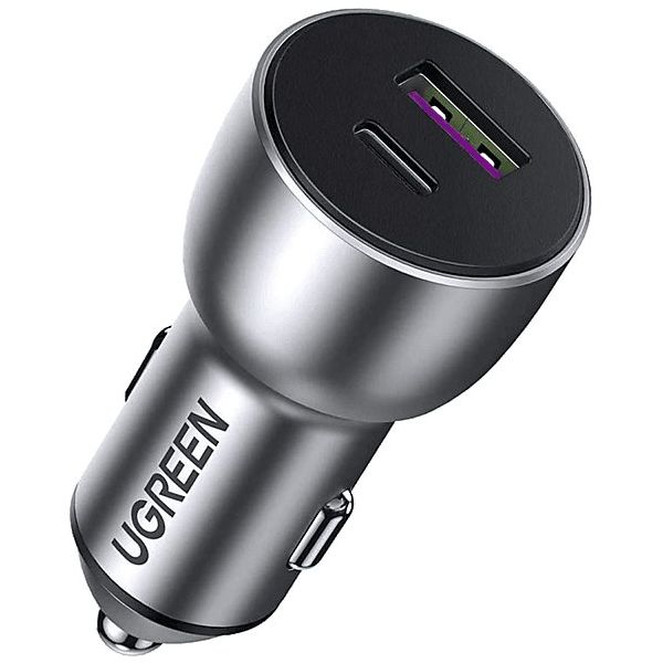 Ugreen 52.5W QC PD 1xUSB-C 1xUSB-A Uzay Grisi Çakmaklık Adaptörü Hızlı Araç İçi Şarj Cihazı