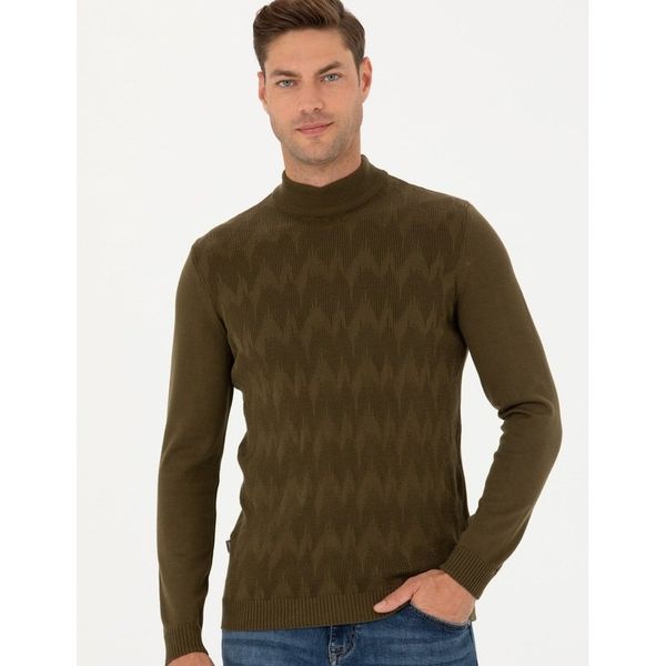 Pierre Cardin 50278099-VR027 Haki Erkek Kazak