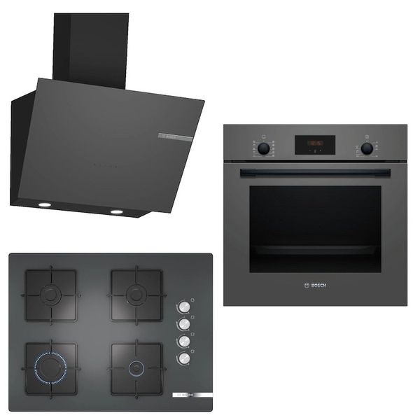 Bosch HBF512BH1T - POP7C9O12O - DWK66PJ70T Gri 3'lü Ankastre Set