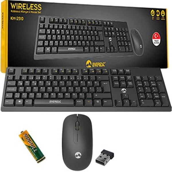 Everest KM-2510 Siyah Kablosuz Q Multimedia Klavye + Mouse Set