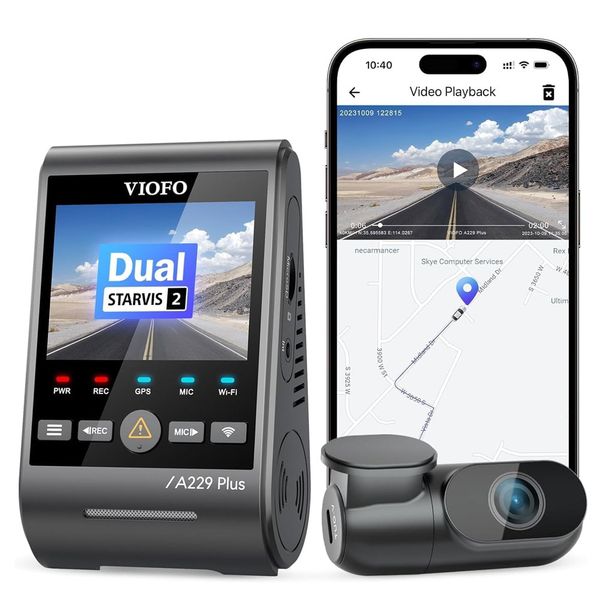 Viofo A229 Plus 2 Kameralı Ön + Arka 2K+2K Hdr Sony Starvis 2 Sensörlü Wi-fi Gpsli Araç Kamerası