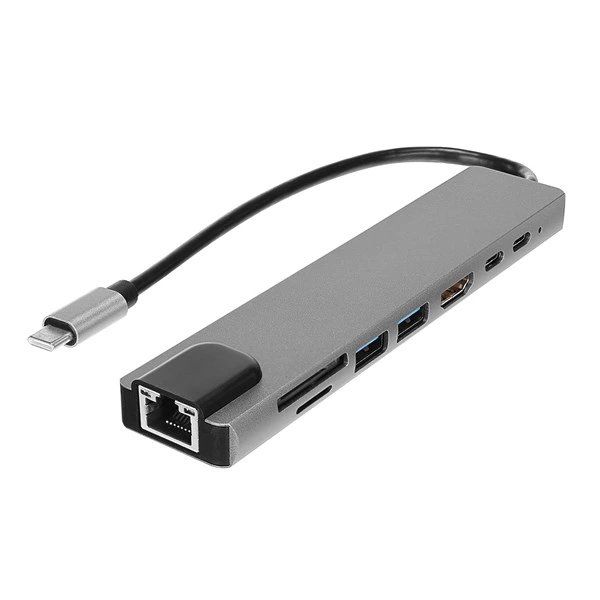 Hytech HY-USBC83 4K 30 Hz Gri Metal Type-C Adaptör