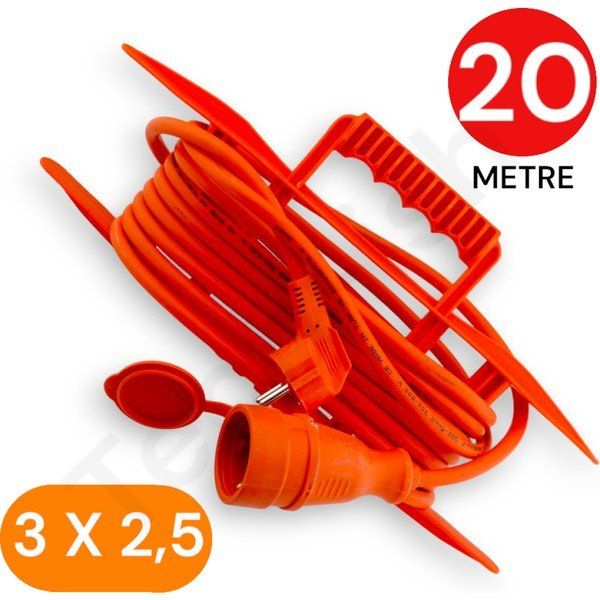 Tek-İş 3x2.5 mm TTR 20 mt Erkek Dişi Baskılı Uzatma Kablosu
