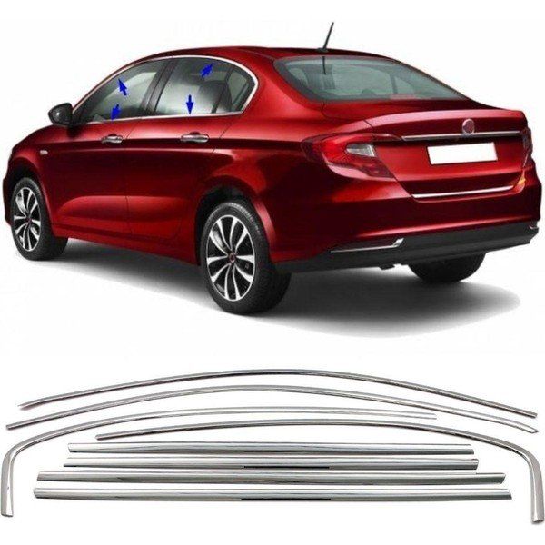 Carmind 2015 8 Parça Fiat Egea Sedan Krom Cam Çerçevesi Seti